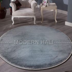 Sarar Post Pofuduk Beyaz Yuvarlak Kaymaz Taban 80x80 cm Salon Halı