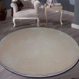 Sarar Post Pofuduk Beyaz Yuvarlak Kaymaz Taban 80x80 cm Salon Halı