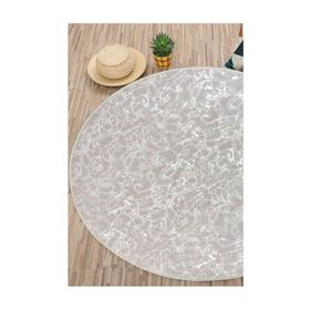 Sarar Yuvarlak Kaydırmaz Jel Taban Krem Düz Renk 100x100 cm Salon Halı