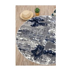 Sarar Yuvarlak Kaydırmaz Jel Taban Lacivert gri Renk 150x150 cm Salon Halı
