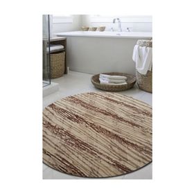 Sarar Yuvarlak Kaymaz Taban Kahve vizon Düz Renk 120x120 cm Salon Halı
