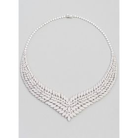 Saray Işıltısı 18 Ayar Beyaz Altın Kaplama 42 cm Gümüş Gerdanlık