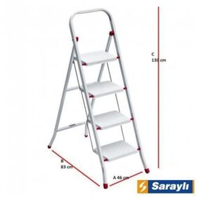 Saraylı 1634 Beyaz 4 Basamaklı Pratik Metal Merdiven