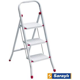 Saraylı Pratik Beyaz 3 Basamaklı Metal Merdiven