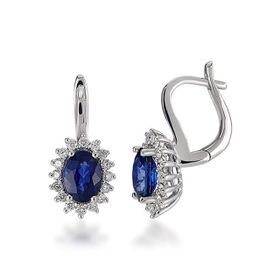 Sare Pırlanta PSK002 Pırlanta Oval Safir Küpe