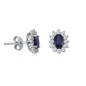 Sare Pırlanta PSK002 Pırlanta Oval Safir Küpe
