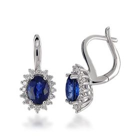 Sare Pırlanta PSK002 Pırlanta Oval Safir Küpe