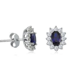 Sare Pırlanta PSK002 Pırlanta Oval Safir Küpe