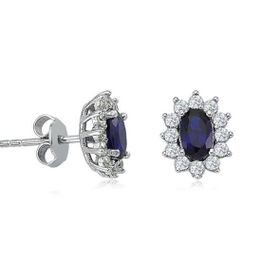 Sare Pırlanta PSK002 Pırlanta Oval Safir Küpe