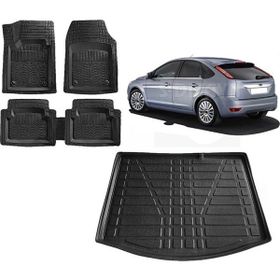Sare Tuning Focus 2 Hatchback İnce Stepne 3D Siyah Bagaj Havuzu ve 4D Luxury Havuzlu Paspas