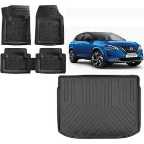 Sare Tuning Nissan Qashqai 2023 Model Siyah 3D Üst Kademe Bagaj Havuzu ve 4D Luxury Havuzlu Paspas