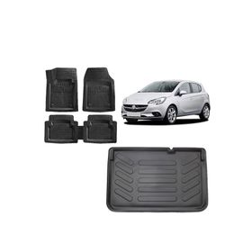 Sare Tuning Opel Corsa E 2016 Model Uyumlu Siyah 3D Üst Bagaj Havuzu ve 4D Luxury Havuzlu Paspas