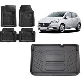 Sare Tuning Opel Corsa E 2016 Model Uyumlu Siyah 3D Üst Bagaj Havuzu ve 4D Luxury Havuzlu Paspas