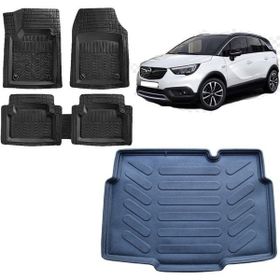 Sare Tuning Opel Crossland 2023 Model Alt Kademe Siyah 3D Bagaj Havuzu ve 4D Luxury Havuzlu Paspas