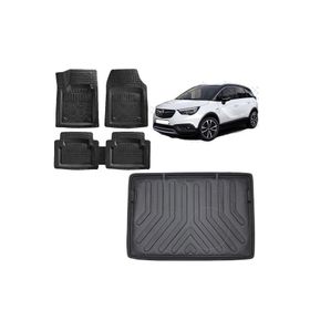 Sare Tuning Opel Crossland 2023 Model Üst Kademe Siyah 3D Bagaj Havuzu ve 4D Luxury Havuzlu Paspas