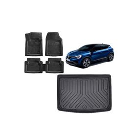 Sare Tuning Renault Captur 2023 Model Uyumlu Üst Kademe Siyah 3D Bagaj Havuzu ve 4D Luxury Havuzlu Paspas