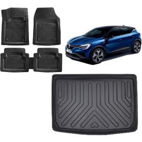 Sare Tuning Renault Captur 2023 Model Uyumlu Üst Kademe Siyah 3D Bagaj Havuzu ve 4D Luxury Havuzlu Paspas