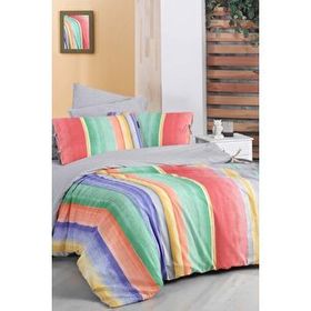 Sarev 200x220 cm Moretti Multicolour Yeşil Çift Kişilik Pamuk Fancy Poplin Nevresim Takımı