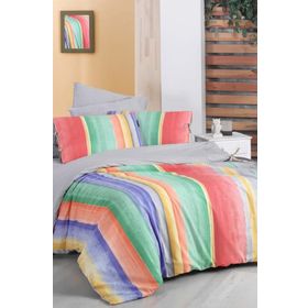 Sarev 200x220 cm Moretti Multicolour Yeşil Çift Kişilik Pamuk Fancy Poplin Nevresim Takımı