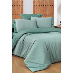 Sarev Fancy Stripe Koyu Yeşil Nevresim Takımı