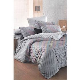 Sarev Tına V1 Fancy Çift Kişilik 200x220 cm Gri Poplin Nevresim Takımı