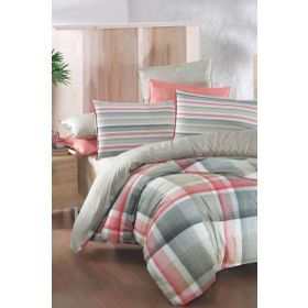 Sarev Vegas V2 Fancy Çift Kişilik 200x220 cm Bej Poplin Nevresim Takımı