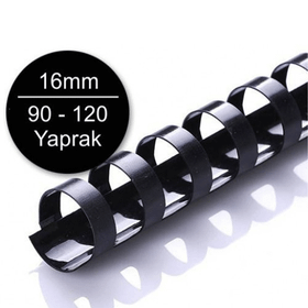 Sarff 16 mm Plastik Siyah 90-120 Yaprak Kapasiteli 100'lü Spiral