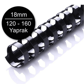 Sarff 18 mm Plastik Siyah 120-160 Yaprak Kapasiteli 100'lü Spiral