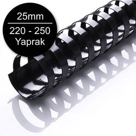 Sarff 25 mm Plastik Siyah 220-250 Yaprak Kapasiteli 50'li Spiral