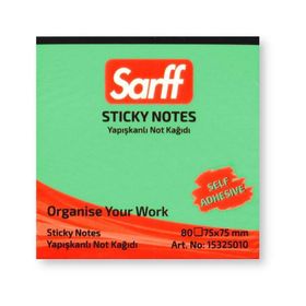 Sarff 75x75 mm 80 Yaprak Neon Yeşil Yapışkanlı Not Kağıdı