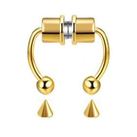 Sarı Paslanmaz Çelik Mıknatıslı Fake Sahte Septum Piercing