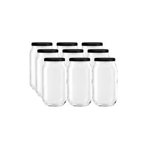 Sarkap 1000 ml Mat Siyah Kapaklı Baharatlık Kavanoz