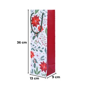 Sarkap 13x36x9 cm Kırmızı Çiçek Desenli Hediyelik Karton Çanta