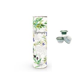 Sarkap 750 ml Beyaz Yeşil Baskılı Kapaklı Silindir Zeytinyağı Tenekesi