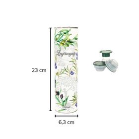 Sarkap 750 ml Beyaz Yeşil Baskılı Kapaklı Silindir Zeytinyağı Tenekesi