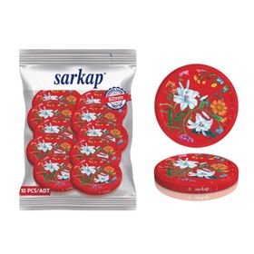 Sarkap 82 mm Bordo Çiçek Desenler Hijyenik Paketli 10 Adet Kavanoz Kapağı