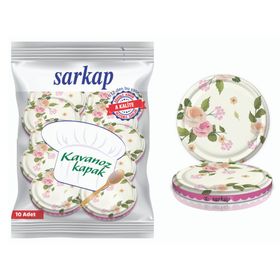Sarkap 82 mm Çiçek Desenler Hijyenik Paketli 10 Adet Kavanoz Kapağı