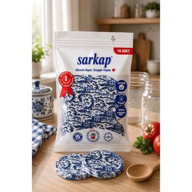 Sarkap 82 mm Çini Çiçek Model Hijyenik Paketli 10 Adet Kavanoz Kapağı