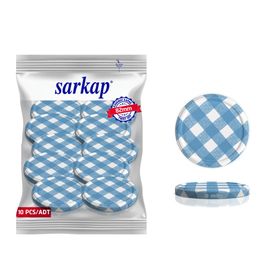 Sarkap 82 mm Mavi Mat Ekose Hijyenik Paketli 10 Adet Kavanoz Kapağı
