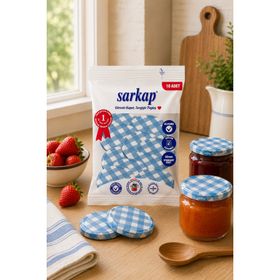 Sarkap 82 mm Mavi Mat Ekose Hijyenik Paketli 10 Adet Kavanoz Kapağı