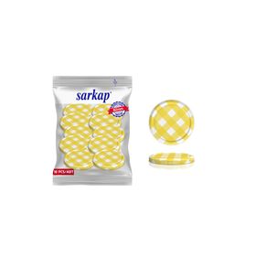 Sarkap 82 mm Sarı Mat Ekose Hijyenik Paketli 10 Adet Kavanoz Kapağı