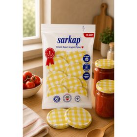 Sarkap 82 mm Sarı Mat Ekose Hijyenik Paketli 10 Adet Kavanoz Kapağı