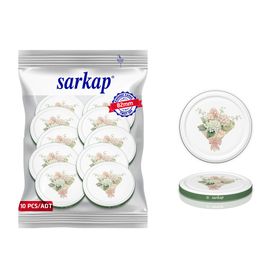 Sarkap 82 mm Yeşil Buket Çiçek Desenler Hijyenik Paketli 10 Adet Kavanoz Kapağı