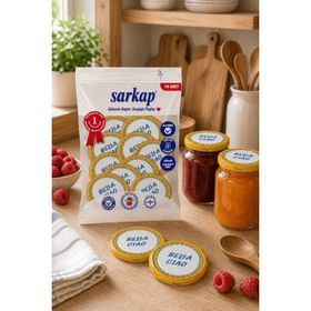 Sarkap Bella Ciao 82 mm Sarı Dolce Vita Desenler Hijyenik Paketli 10 Adet Kavanoz Kapağı