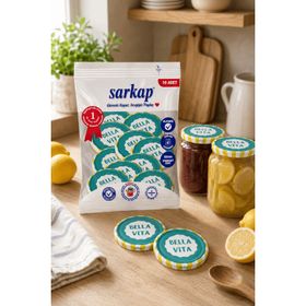 Sarkap Bella Vita 82 mm Sarı Dolce Vita Desenler Hijyenik Paketli 10 Adet Kavanoz Kapağı