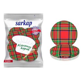 Sarkap Hijyenik Paketli Ekose Yeşil Kırmızı 82 mm 10 Adet Kavanoz Kapağı