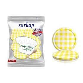 Sarkap Hijyenik Paketli Sarı Ekoseli 82 mm 10 Adet Kavanoz Kapağı