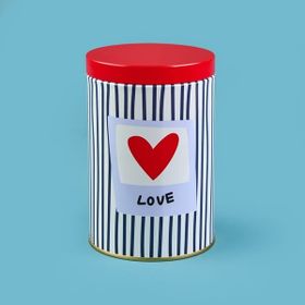 Sarkap Love 900 ml Yuvarlak Tekli Renkli Metal Kutu