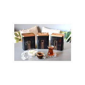 Sarkap Siyah 1500 ml 3'lü Metal Coffee Tea Sugar Kutusu