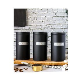Sarkap Soft Touch Siyah Büyük Boy Metal Vakumlu Kapaklı 3'lü Saklama Kabı